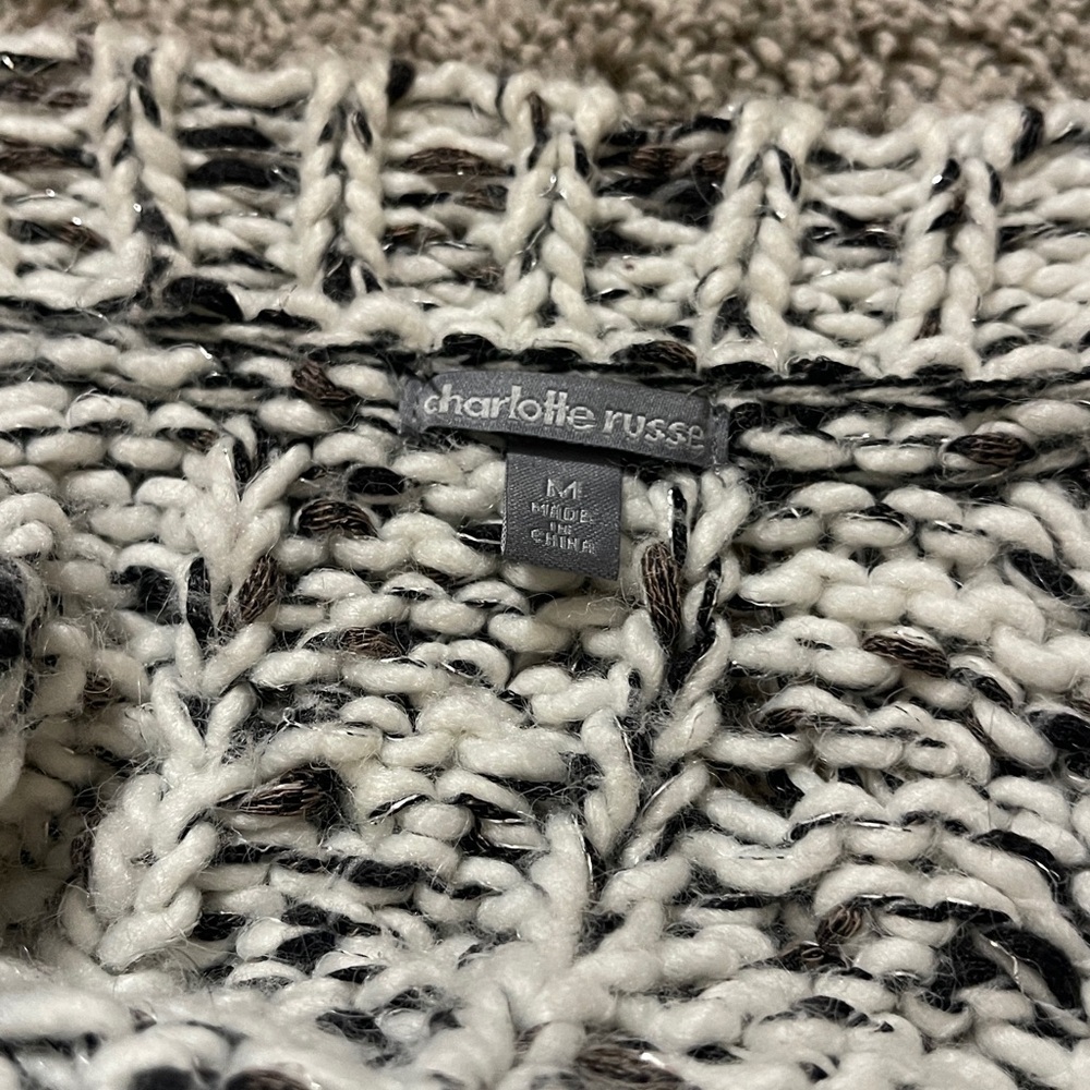 Charlotte Russe Black and Cream Knit Top